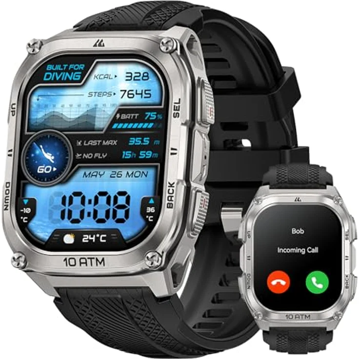 KOSPET Tank M4 Militärische Smartwatch für Herren, Dual-Band GPS, 10 ATM wasserdicht, 23 Sportmodi, Offline-Karten – Bild 1