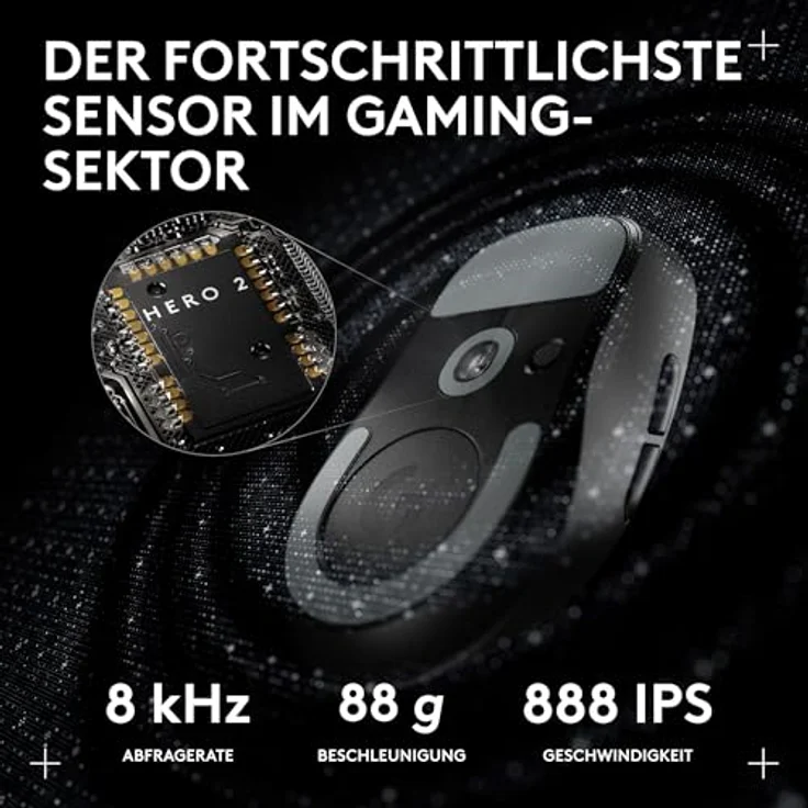 Logitech G PRO X SUPERLIGHT 2c, kabellose Gaming-Maus mit 44K DPI-Sensor, 8 kHz Abtastrate, 5 programmierbaren Tasten, USB-C-Ladefunktion, 53 g, Schwarz – Bild 4