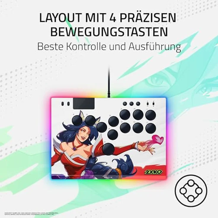 Razer Kitsune 2XKO Edition, Optischer All-Button-Arcade-Controller für PS5 und PC mit 4 Bewegungstasten, flachen linearen optischen Switches und abnehmbarer Aluminium-Abdeckung – Bild 2