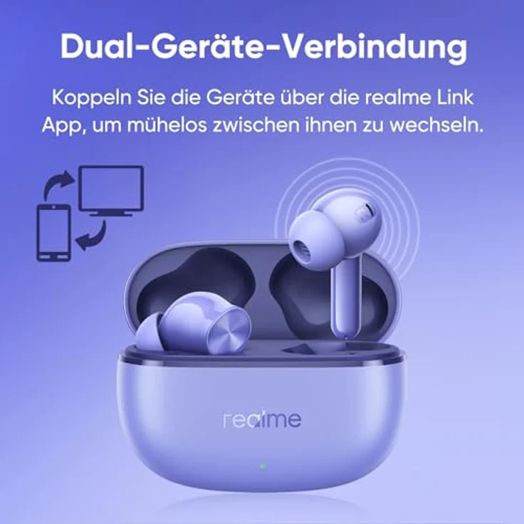 realme Buds T200 Lite, echte kabellose In-Ear-Kopfhörer mit 12,4 mm Treiber, 48 Stunden Akkulaufzeit, IPX4, ENC, Bluetooth 5.4, Google Fast Pair (Sturmgrau) – Bild 5