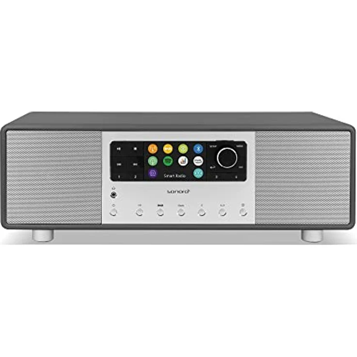 sonoro Primus Internetradio mit Bluetooth (Spotify, Deezer, Podcasts, FM/UKW, DAB Plus, WLAN, AUX-In, Holzgehäuse) Stereoanlage Matt Graphit – Bild 1