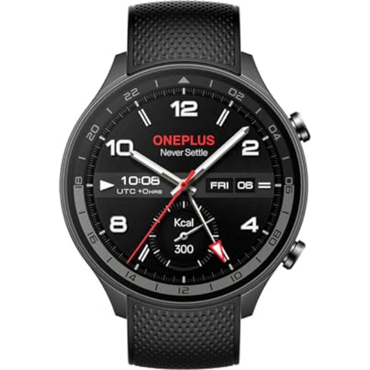 ONEPLUS Google-Armbanduhr 2R mit Wear OS 4, Snapdragon W5-Chipsatz, bis zu 100 Stunden Akkulaufzeit, 3,6 cm AMOLED-Display, Dual-Frequenz-GPS, Schwarz – Bild 2