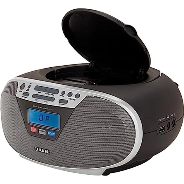 Aiwa BBTU-400SL: Tragbares CD-Radio mit Bluetooth und USB, Farbdisplay, RDS, FM PLL, Weckerfunktion, Silber – Bild 4