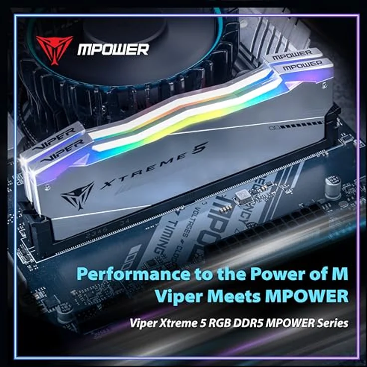 Patriot Memory DIMM 48 GB DDR5-6000 (2X 24 GB) Dual-Kit (schwarz, Viper Xtreme 5 MPower RGB, Intel XMP, AMD Expo) – Bild 3