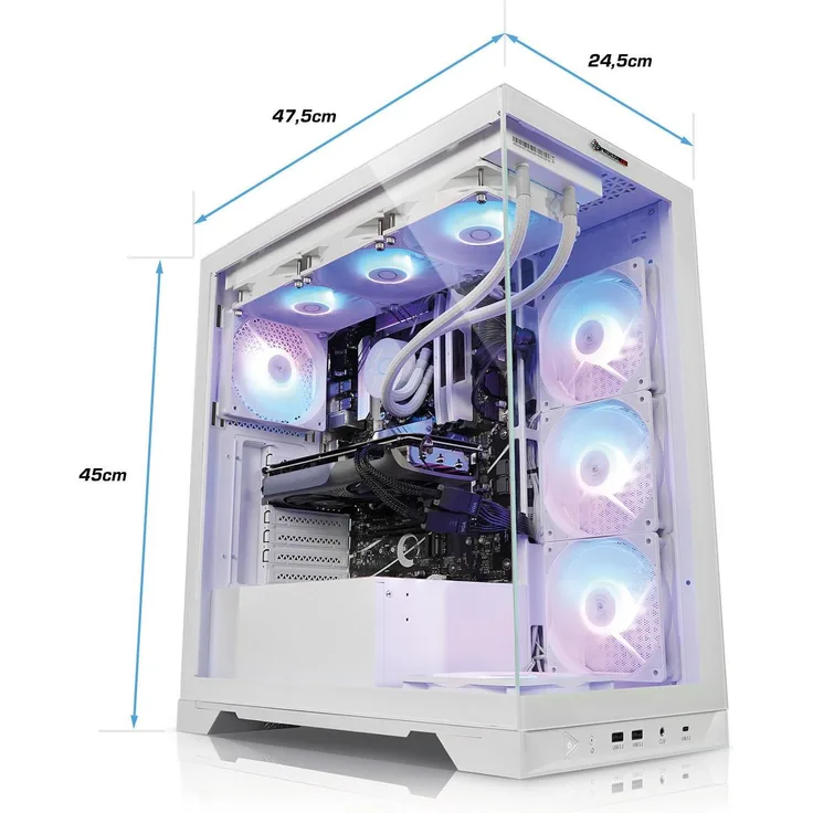 Kiebel Invader IX, Desktop-PC mit 32 GB RAM, AMD Ryzen 7 9800X3D und GeForce RTX 5080, Weiss
