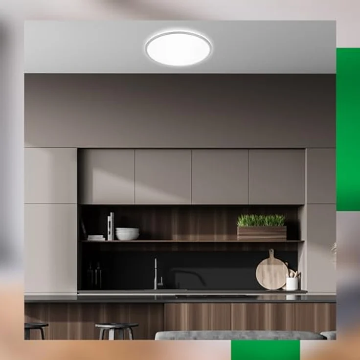 BRILONER - EEK A LED Deckenlampe Effizient mit 8,5W bei 1800lm, ca. 50.000h Licht, indirektes Licht, LED Lampe, LED Deckenleuchte, Wohnzimmerlampe, LED Panel, Küchenlampe, 33x6 cm, Chrom-Matt – Bild 3