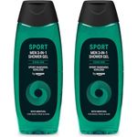 by Amazon Sport 3in1 Duschgel für Herren, 2 x 500 ml, mit Menthol für 24 Stunden Frische, dermatologisch getestet