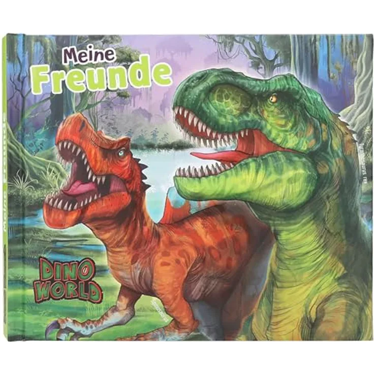 Depesche 13201 Dino World - Freundebuch mit Dinosaurier Motiv, 108 illustrierte Seiten, Grün