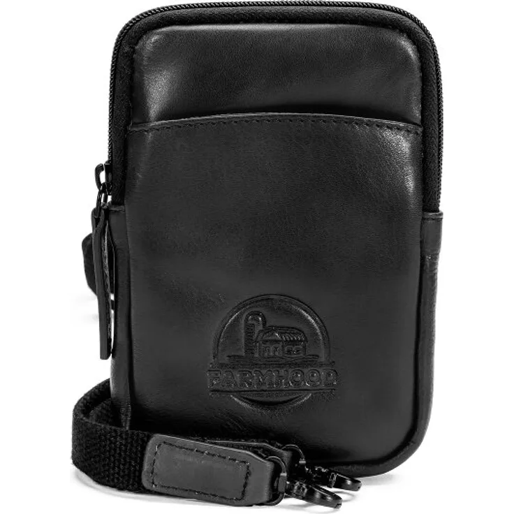 Farmhood Memphis Handytasche, 100% Leder, schwarz, 12 cm x 3 cm x 18 cm