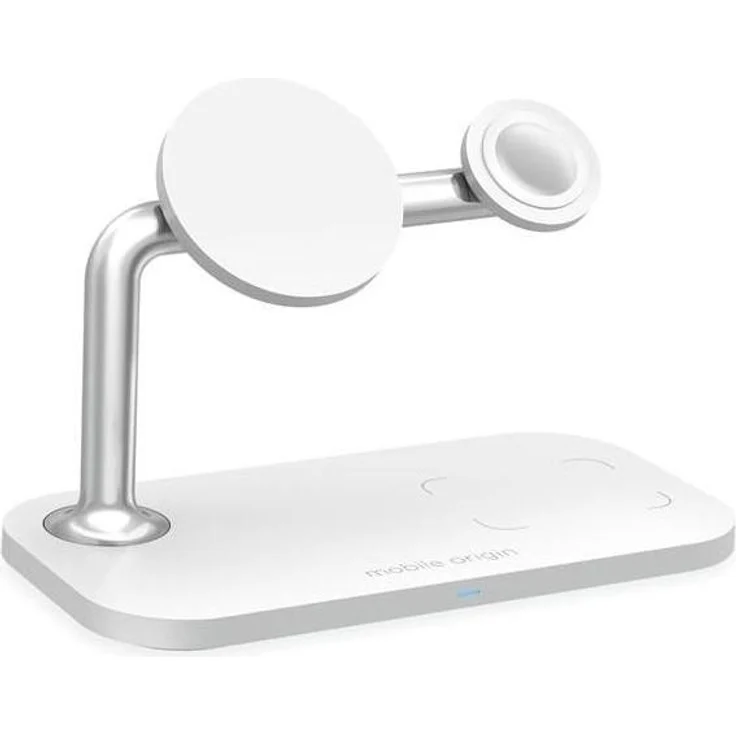 Mobile Origin 3 in 1 Wireless Charger, kabelloses Ladegerät für Smartphone und kompatible Geräte, weiß