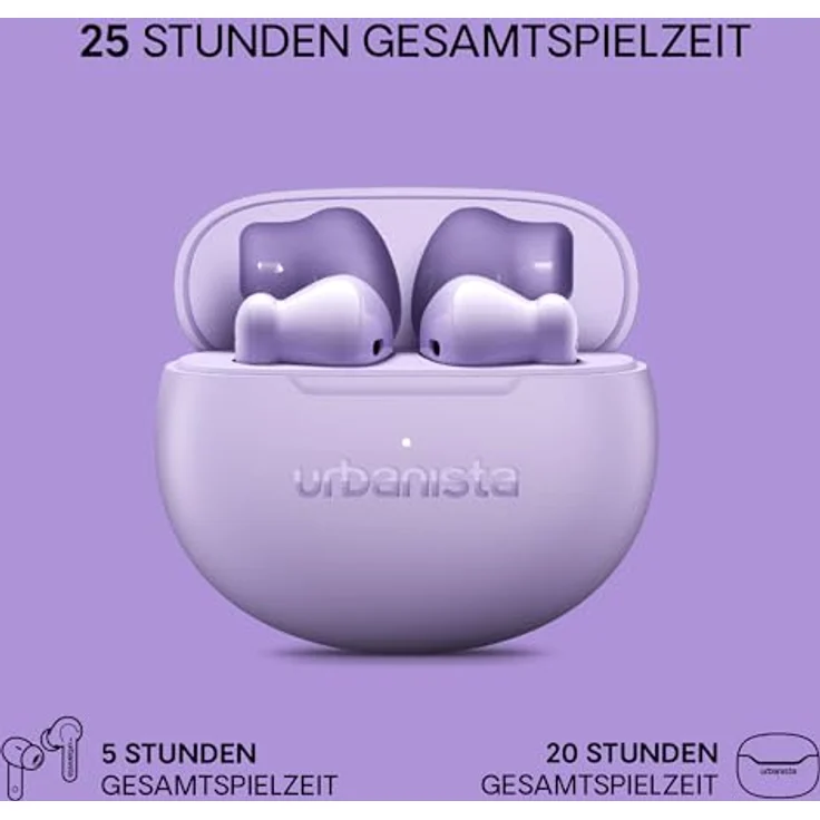 Urbanista Austin 2, True Wireless Stereo Kopfhörer mit 25 Stunden Gesamtspielzeit, Mikrofon mit Geräuschunterdrückung, Violett – Bild 5