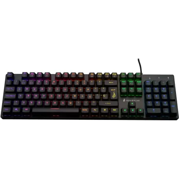 Surefire Kingpin M2 Mechanische Gaming Tastatur Spanisch, Gaming Multimedia Keyboard Full Size, RGB-Tastatur mit Beleuchtung, 100% Anti-Ghosting-Tasten, spanisches Layout QWERTY