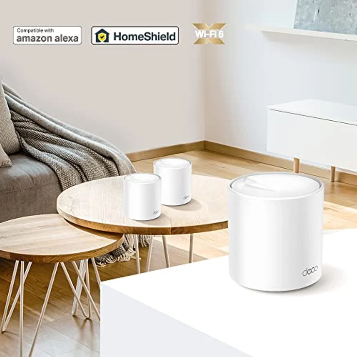 TP-Link Deco X60 V3.20 Wi-Fi 6 Mesh WLAN Set(2 Pack), AX5400 Dualband Router &Repeater (Reichweite bis zu 490m², WPA3, ideal für große Häuse, kompatibel mit Amazon Alexa, 4XGigabit Ports) weiß – Bild 4