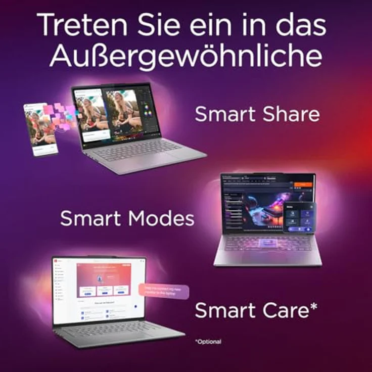 Lenovo Yoga Pro 7, 14,5" Notebook mit Intel Core Ultra 9 285H, 32 GB RAM, 1 TB SSD, Touch OLED Display, grau – Bild 7