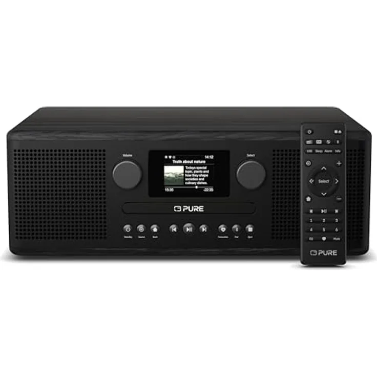 Pure Classic C-D6i All-in-One Internetradio mit WLAN, DAB+/FM, Bluetooth 5.3, CD-Player, USB, AUX, 150 Speicherplätze, 2X 15W Stereo-Sound, Farbdisplay, Wecker & Sleep-Timer in Schwarz