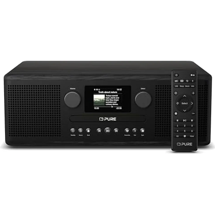 Pure Classic C-D6i All-in-One Internetradio mit WLAN, DAB+/FM, Bluetooth 5.3, CD-Player, USB, AUX, 150 Speicherplätze, 2X 15W Stereo-Sound, Farbdisplay, Wecker & Sleep-Timer in Schwarz
