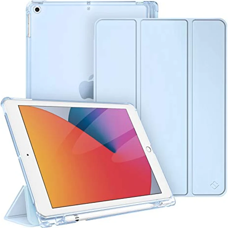 Fintie Hülle für iPad 9. Generation 2021/8. Gen 2020/7. Gen 2019 10.2 Zoll mit Stifthalter, ultradünne leichte Schutzhülle mit transparenter Rückseite und Auto Schlaf/Wach Funktion, Himmelblau – Bild 1