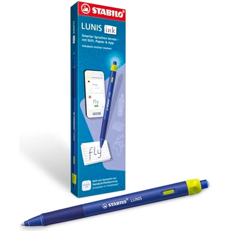 STABILO LUNIS ink, Ergonomischer Kugelschreiber mit Handschrifterkennung und Bluetooth, blau