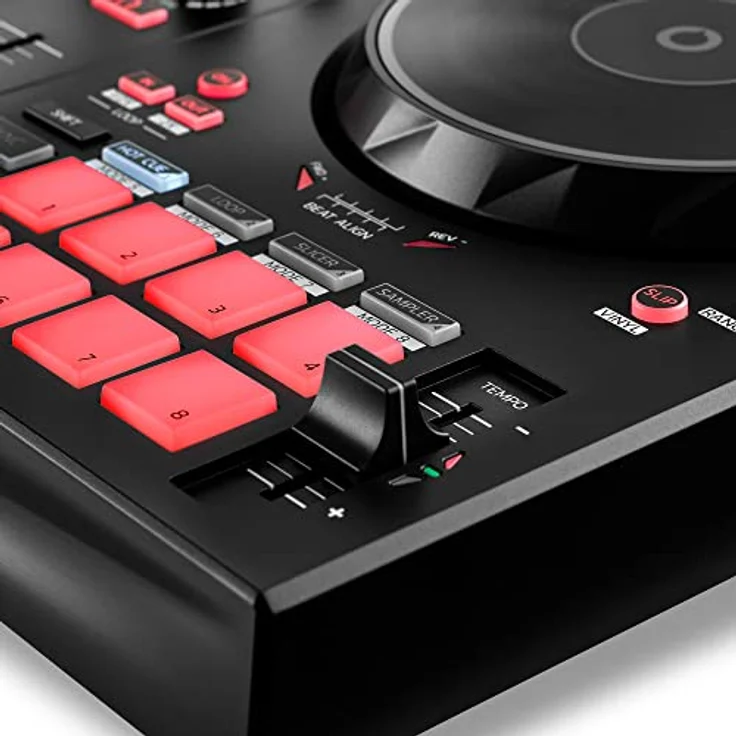 Hercules DJControl Inpulse 300 MK2 – USB-DJ-Controller – 2 Decks mit 16 Pads und eingebauter Soundkarte – Bild 3