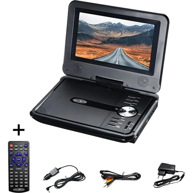 Reflexion DVD7002N, Portabler DVD-Player mit 7 Zoll Bildschirm, eingebautem Akku, AV-IN, AV-Out, USB, SD-Slot, 12V Auto-Adapter, schwarz – Bild 4