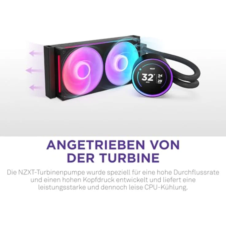 NZXT Kraken Elite 240 RGB - AIO CPU-Flüssigkeitskühler - 240mm Radiator - F240 RGB Core-Lüfter - Anpassbares 2,72“ IPS-LCD - Turbine Pump - Intel LGA 1700, 1200/115X, 1851 - AMD AM5, AM4 - Schwarz – Bild 2