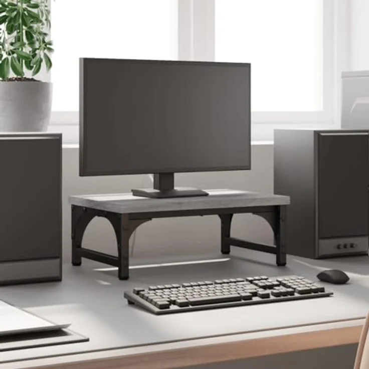vidaXL Monitorständer Grau Sonoma 37x23x14 cm Holzwerkstoff mit ergonomischem Design und zusätzlichem Stauraum – Bild 2