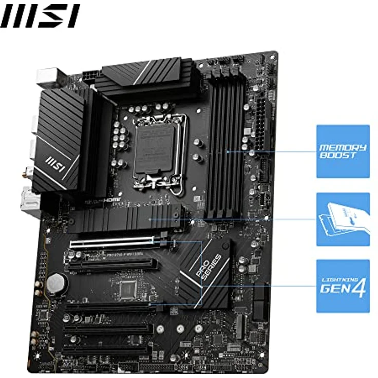 MSI PRO B760-P WiFi DDR4 Mainboard, ATX - Unterstützt Intel 12. & 13. Gen Core Prozessoren, LGA 1700 - DDR4 Memory Boost 5333+MHz/OC, PCIe 4.0 x16 Slots, M.2 Gen4 Slots, 2.5G LAN, Wi-Fi 6E – Bild 3