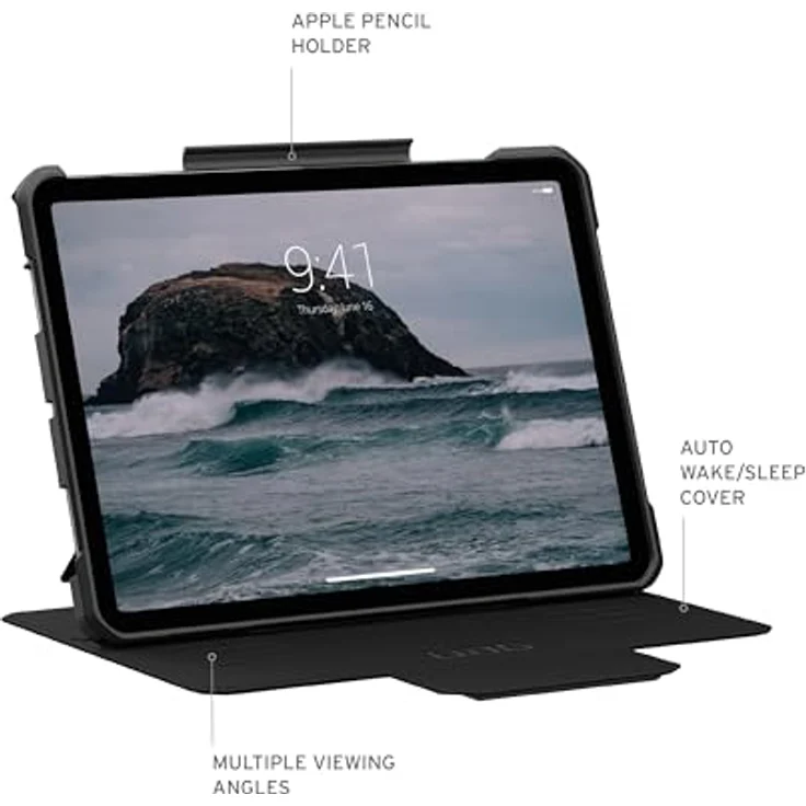 URBAN ARMOR GEAR Metropolis SE Case Apple iPad Air 11 Hülle (M2 / 2024) Case (Wake / Sleep Funktion, Apple Pencil 2 / Logitech Crayon Stift-Halter, Standfunktion) schwarz – Bild 3