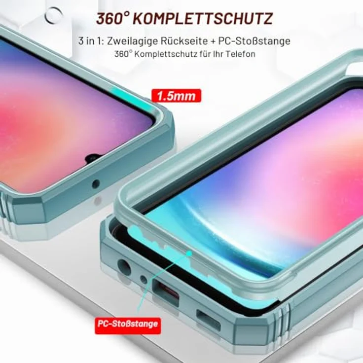 LeYi Hülle für Samsung Galaxy A25 5G, robuste Schutzhülle mit Schiebe-Kameraabdeckung und 2 Hartglasfolien, grün – Bild 5