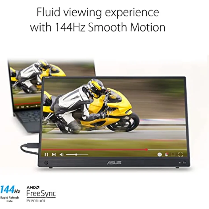 ASUS ZenScreen MB16AHG - 15,6 Zoll tragbarer USB Monitor - Full HD 1920x1080, Typ-C, Mini HDMI, Autorotation, Kickstand, Stativ Sockel - IPS Panel, 144Hz, FreeSync Premium, 16:9, entspiegelt – Bild 2