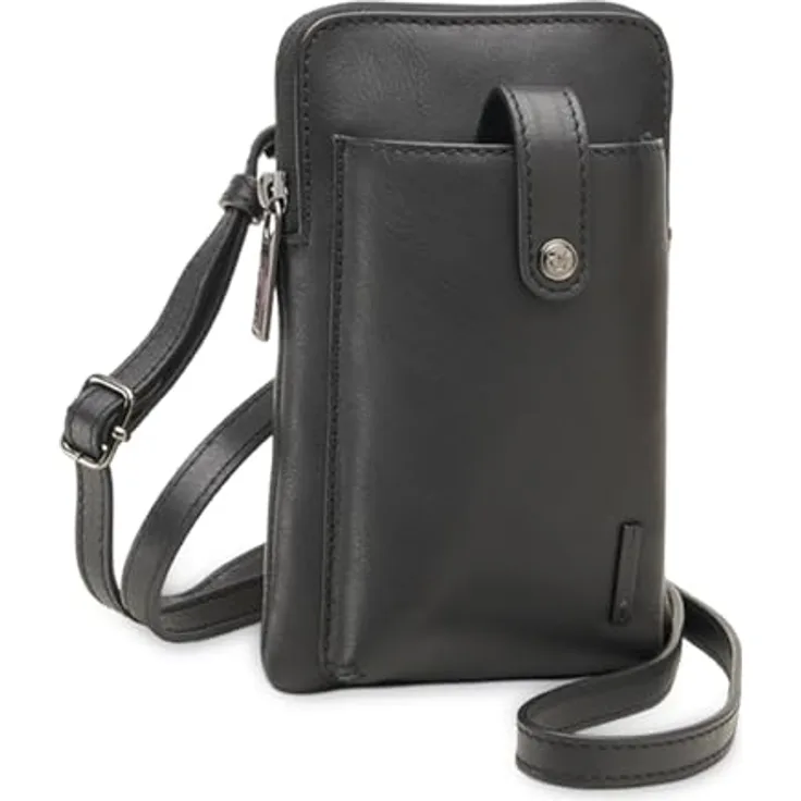 Roncato Detroit Handytasche aus 100% Leder, schwarz, 11.5 cm x 3.5 cm x 19 cm