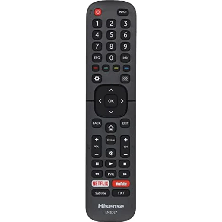 Hisense Original Fernbedienung HISENSE EN2D27 für LTDN58K700 LTDN58K700XWTSEU3D LTDN65K700 LTDN65K700XWTSEU3D LTDN65K720WTSEU LTDN65XT910XWTSEU3D, ECHTE HISENSE-FERNBEDIENUNG, Schwarz – Bild 1