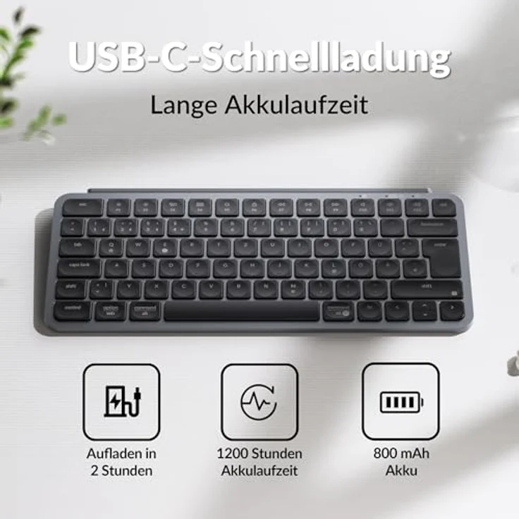 Keychron B1 Pro, Ultra-Slim Wireless Keyboard mit deutschem ISO-Layout, Multi-Device Nutzung, leiser Scherenmechanik, Bluetooth & USB-C Verbindung – Bild 7