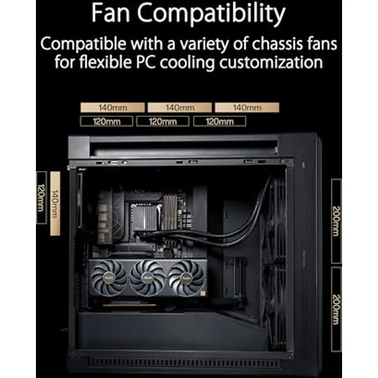 Asus ProArt PA602 E-ATX Gehäuse, 420 mm Heizkörperhalterung, 140 mm Lüfter und Zwei 200 mm Lüfter vorinstalliert, IR-Staubanzeige auf der Vorderseite – Bild 4