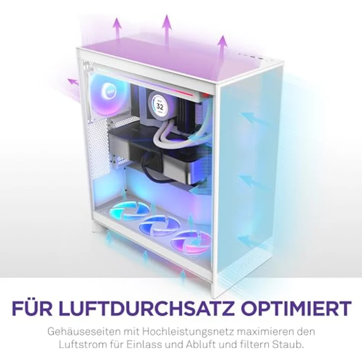 NZXT H7 Flow RGB (2024) Mid-Tower White (ATX), PC Gehäuse, Weiss – Bild 4