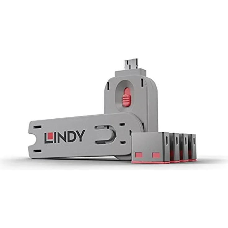 LINDY 40450 - USB Port Schloss (4 Stück) mit Schlüssel: Code Rot – Bild 2