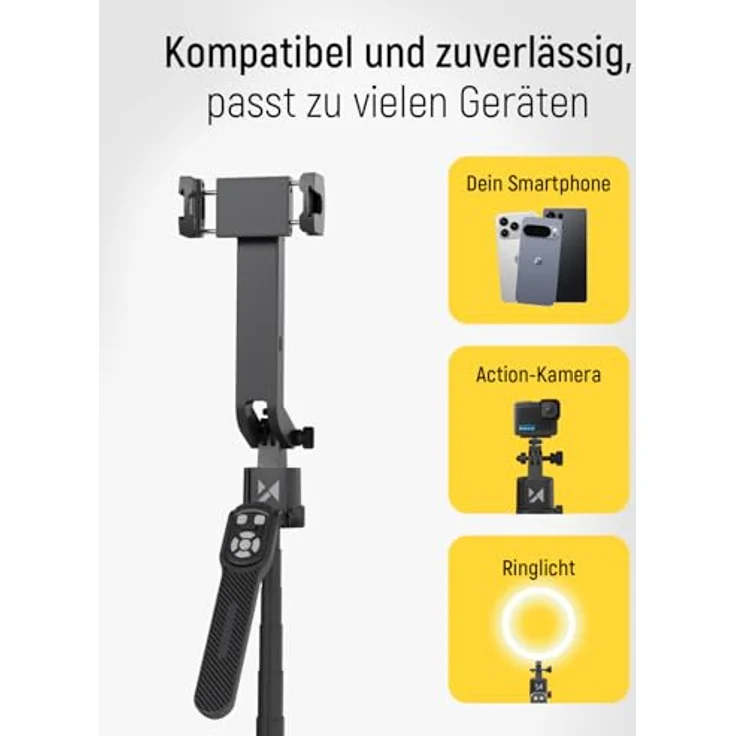 Wozinsky WST-360YS, Selfie Stativ mit Auto Gesichts-Tracking, 360 Grad drehbar, Gestensteuerung, stabile Metallkonstruktion, kompatibel mit Kameras und Smartphones – Bild 2