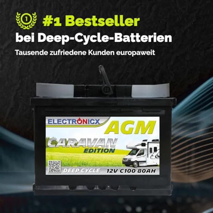 Electronicx Caravan Edition AGM Batterie 80AH 12V, wartungsfrei, stoßfest & vibrationssicher, ideal für Wohnmobil & Boot – Bild 5