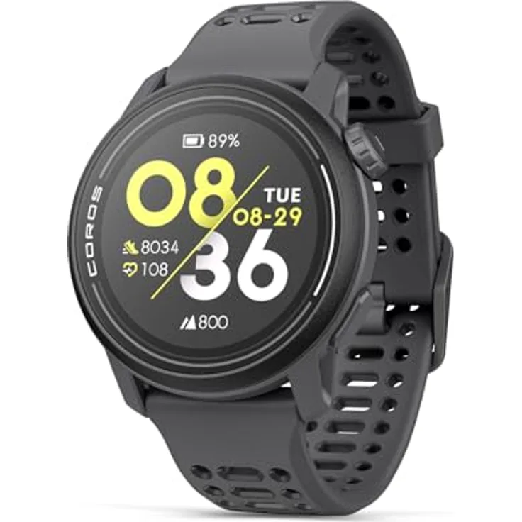 COROS PACE 3 Sportuhr GPS, leicht und komfortabel, 24 Tage Batterielaufzeit, Dual-Frequency GPS, Herzfrequenz, Navigation, Schlaftracking, Laufen, Radfahren und Skifahren (Schwarz Silikon)
