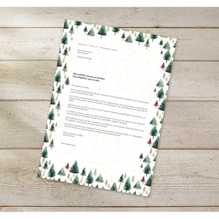 SIGEL Weihnachtsbriefpapier Little Pines A4, 100 Blatt, Tannenbaum-Motiv in Grün/Weiß, FSC-zertifiziert, geeignet für InkJet- und Laser-Drucker – Bild 4