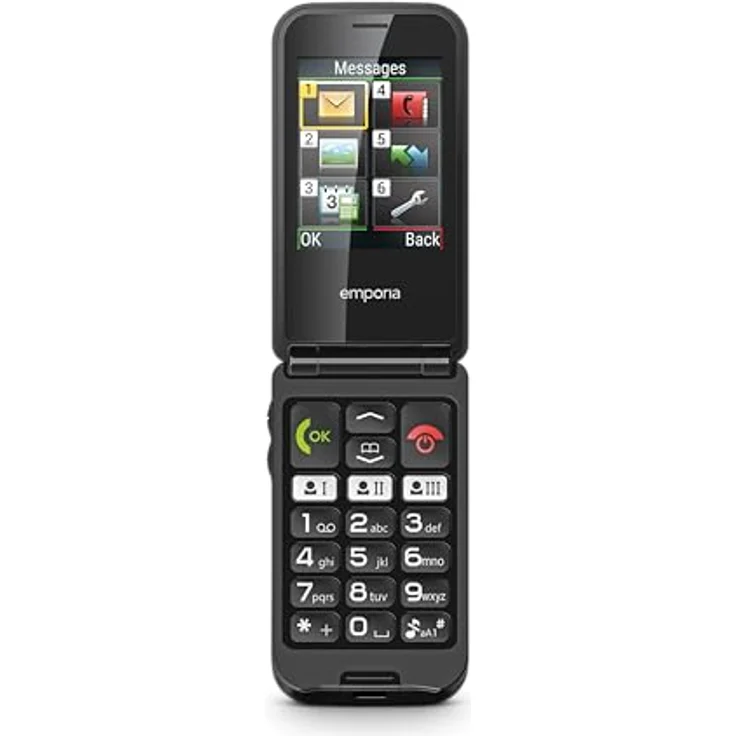 emporiaTALKglam Seniorenhandy, Klapphandy ohne Vertrag, Einfache Bedienung, Mobiltelefon mit Notruftaste, 2,4-Zoll-Display, Schwarz – Bild 3