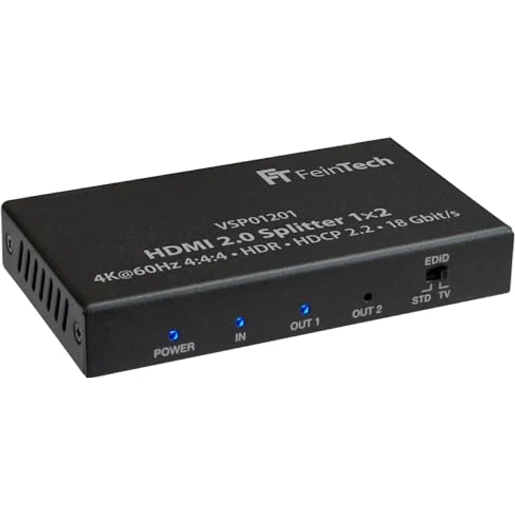 FeinTech VSP01201 HDMI 2.0 Splitter 1 auf 2 Verteiler Ultra-HD 4K60Hz YUV 4:4:4 HDR HDCP 2.2 EDID 18 Gbps – Bild 3