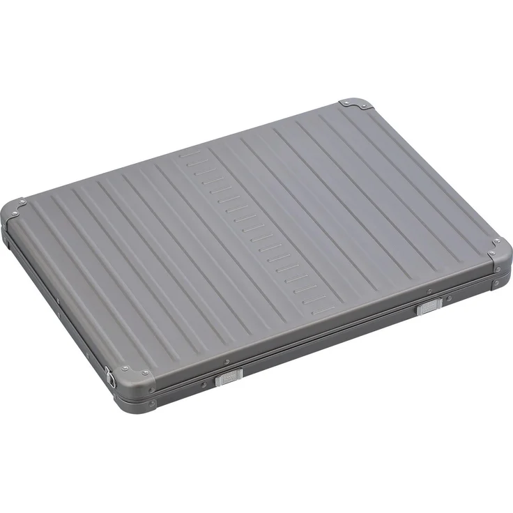 Aleon Aluminium Laptop Sleeve 17" (18.30"), Notebooktasche, Braun mit Aluprofilrahmen und ergonomischen Schiebeschlössern