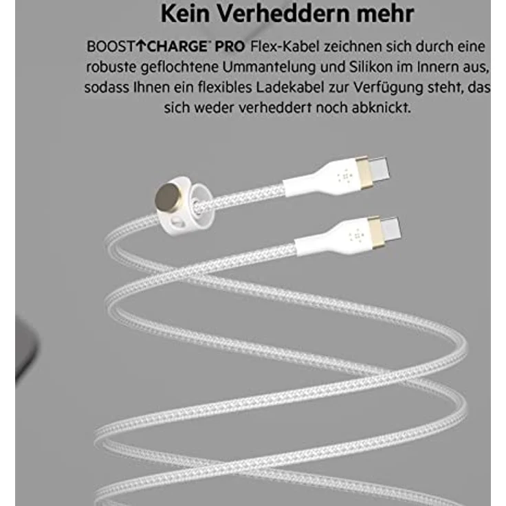 Belkin Pro Flex USB-C- USB-C Kabel Power Delivery 60W 2m weiß CAB011BT2MWH – Bild 5