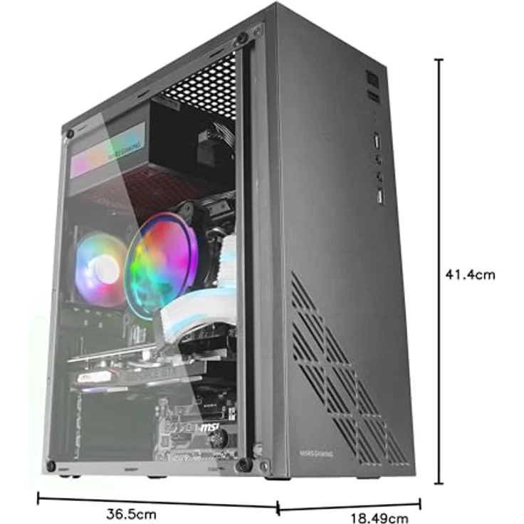 Mars Gaming MC100 ATX Gehäuse mit RGB-Beleuchtung und Seitenteil aus Glas, Schwarz – Bild 7