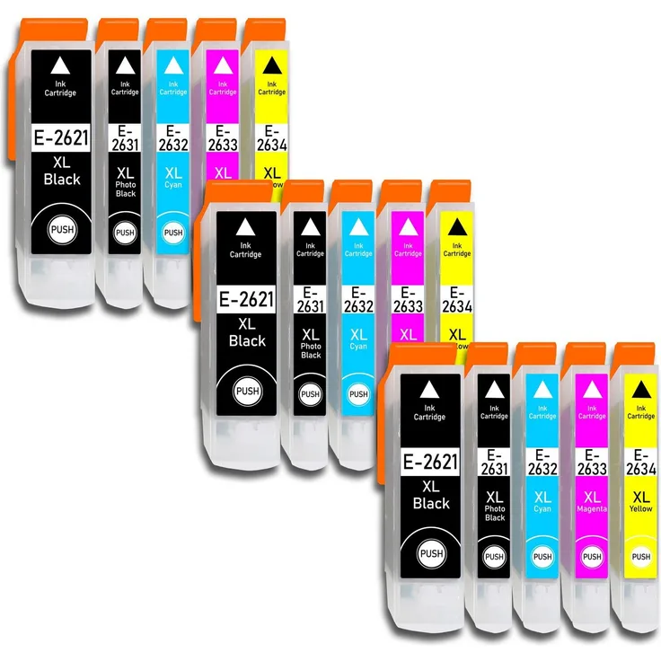 Druckerparadies 15er Multipack für Epson 26XL Tintenpatronen Set - Hohe Kapazität, für Epson XP510 XP520 XP600 XP605 XP610 XP615 XP620 XP625 XP700 XP710 XP720, 15-tlg.