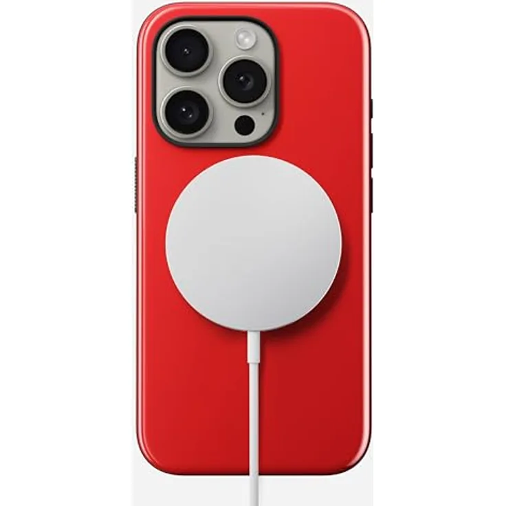 NOMAD Sport Case für iPhone 15 Pro | Hülle aus Polycarbonat mit TPE-Bumper | mit glänzender PET-Beschichtung | MagSafe-kompatibel | Night Watch Red