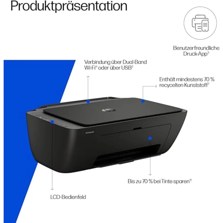 HP DeskJet 2920, Multifunktionsdrucker mit Drucker, Scanner, Kopierer, 3 Monate gratis Instant Ink, WLAN, USB 2.0 – Bild 3