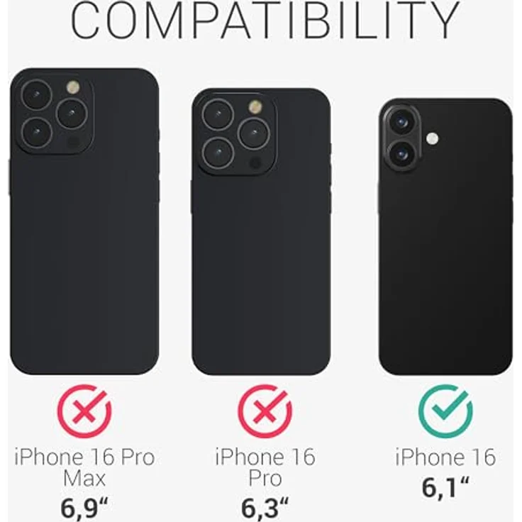 kwmobile 3X Folie matt kompatibel mit Apple iPhone 16 - Displayschutzfolie Schutzfolie - Displayschutz Displayfolie entspiegelt – Bild 5