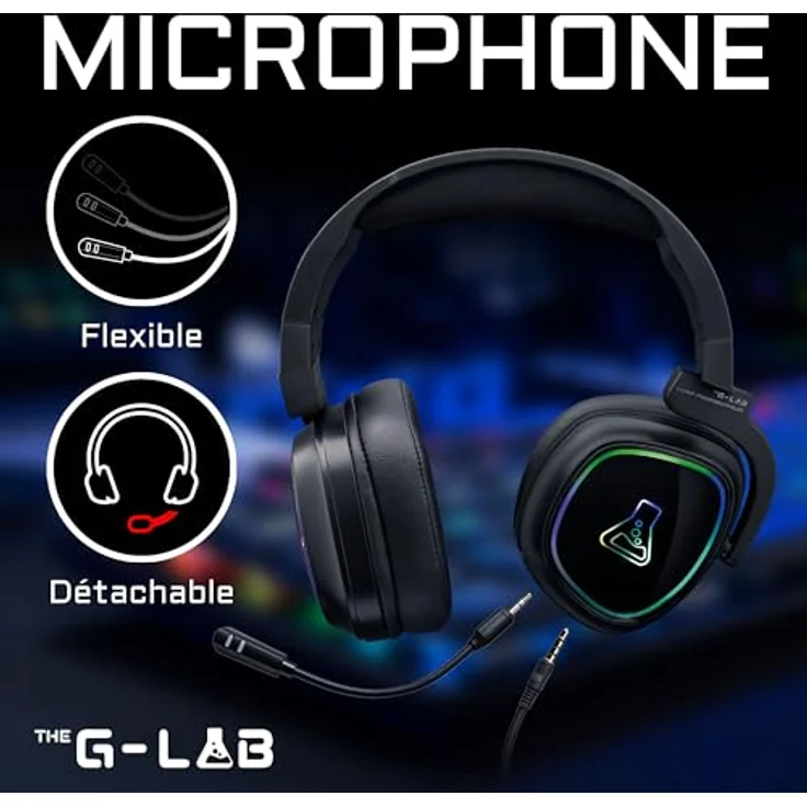 THE G-LAB Korp Promethium Wireless Gaming Headset, kabellos für PS4/PS5/PC, mit RGB-Hintergrundbeleuchtung und hochwertigem Stereo-Sound – Bild 4